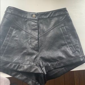 Black Pleather Shorts